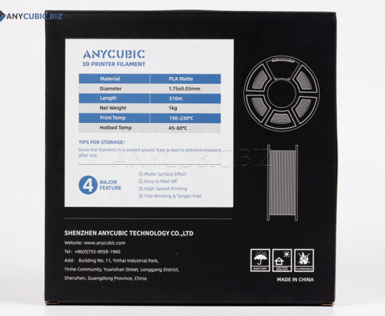 Фото 3 - PLA Матовий чорний Anycubic Ø1,75 мм Вага: 1 кг